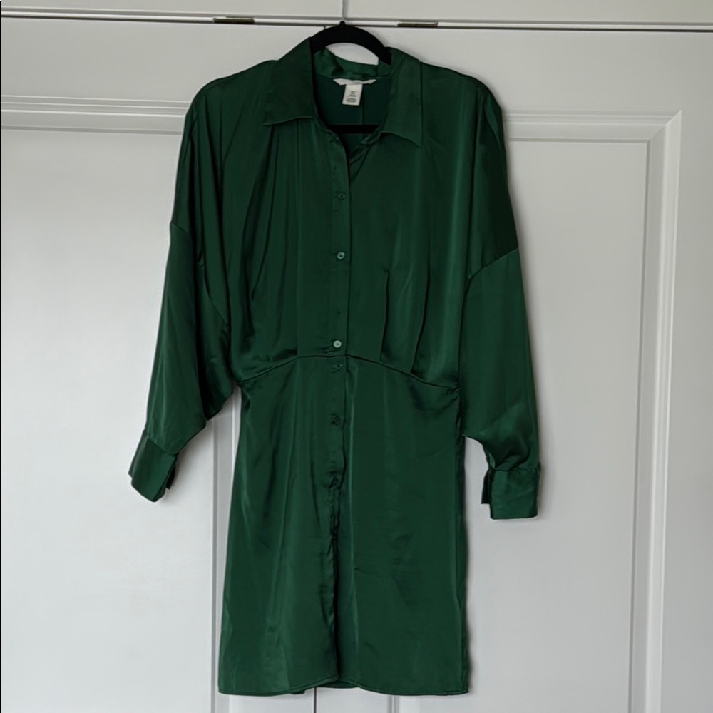 H&M Green Dolman Sleeve Shirt Dress